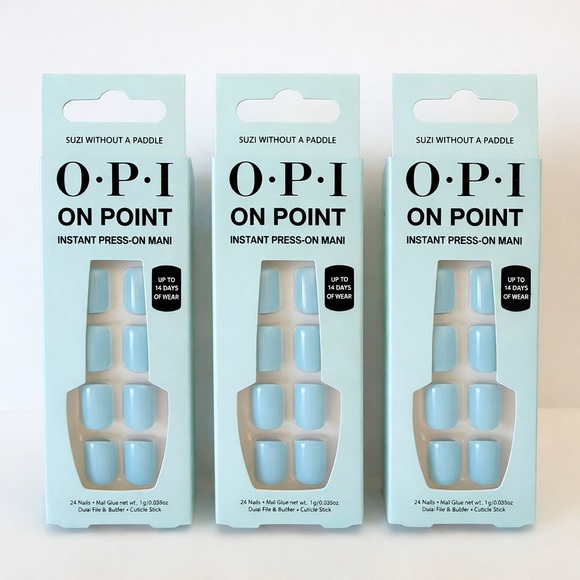 Lot of 3 Kits OPI On Point Insta Press-On Nails Suzi Without a Paddle Baby Blue - Picture 1 of 6